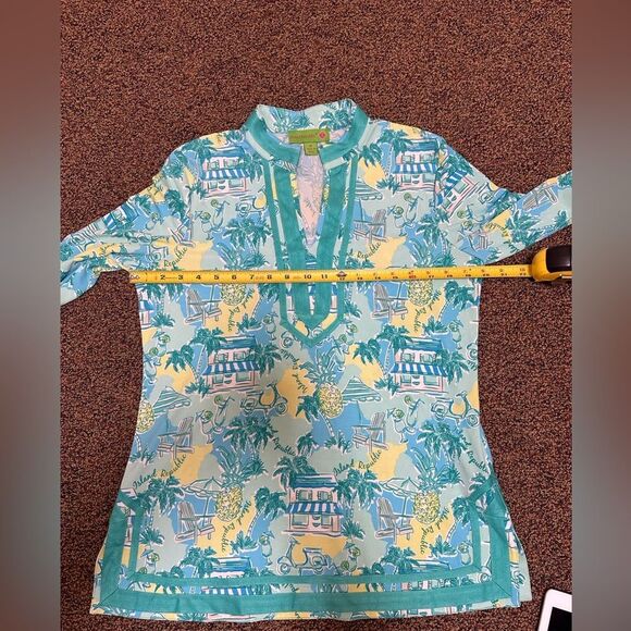 Island Republic Teal and Yellow Tropical Blouse - Picture 6 of 6